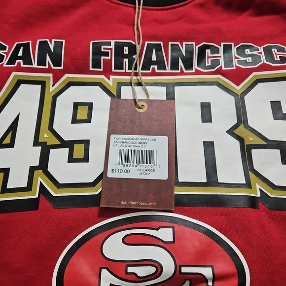 San Francisco Mitchell And Ness 49ers Red and Black Crewneck. NWT. - Picture 5 of 7